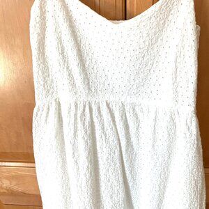 EYELET Midi Dress Lined Pockets Spaghetti Straps Adjustable L